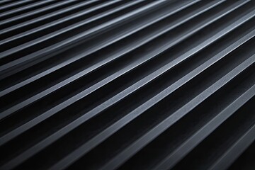 Poster - Close-up of beautiful black linear texture with subtle shadows, showcasing modern design and elegance in a minimalist style.