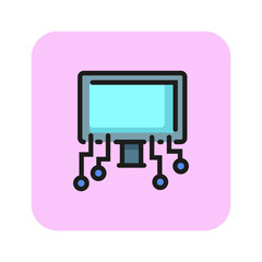 Poster - Internet learning vector line icon. Modern technologies, studying, online. Vector illustration can be used for topics like education, qualification, HR