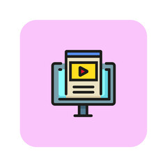 Poster - Online webinar vector line icon. Modern technologies, studying, online. Vector illustration can be used for topics like education, qualification, HR