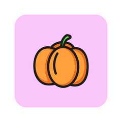 Sticker - Pumpkin line icon. Vegetable, crop, food. Fall concept. Can be used for topics like healthy eating, Halloween, harvest