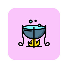 Poster - Poison pot line icon. Potion, fireplace, witchcraft. Halloween concept. Can be used for topics like horror movie, evil, sorcery