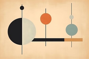 Wall Mural - Abstract geometric shapes in muted colors on a textured background.