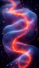 Wall Mural - Abstract glowing wave with vibrant particles in a dark background.