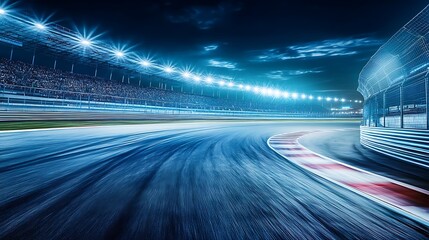 Poster - Race Track at Night with Motion Blur