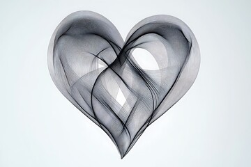 Wall Mural - Abstract heart shape created with intertwining black lines.