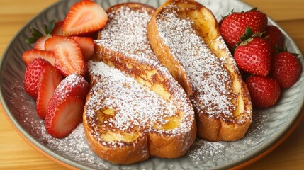 Wall Mural - Delicious French Toast with Fresh Strawberries