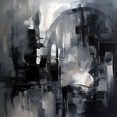 Wall Mural - Abstract monochrome artwork with dynamic shapes and textures.