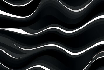 Wall Mural - Abstract monochrome waves with smooth curves and contrasting lines.