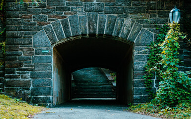 dark tunnel in park