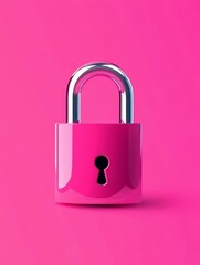 A vibrant pink padlock symbolizing security, protection, privacy, safety, and trust.