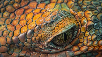 Canvas Print - Close-up of a Lizard's Eye and Scales