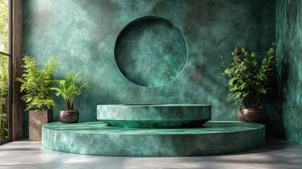 Wall Mural - Green Concrete Podium.