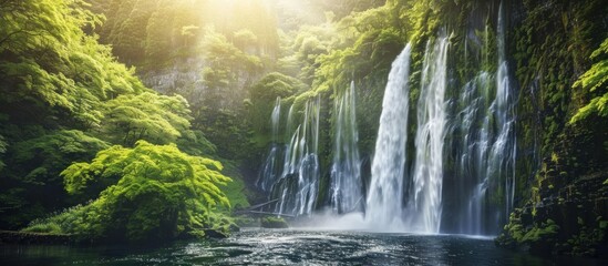 Wall Mural - Serene Waterfall in Lush Forest