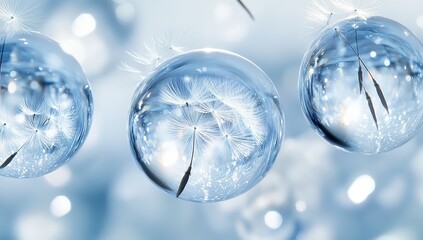 A close-up of glass spheres filled with water, creating an abstract and artistic background