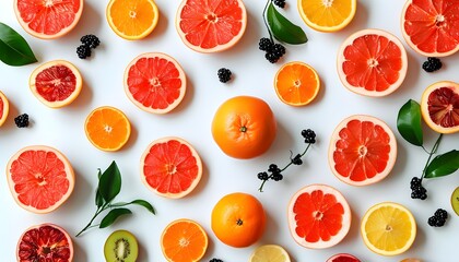 Elegant black and white fruit pomelo pattern showcasing healthy food concept with artistic arrangement and ample white space