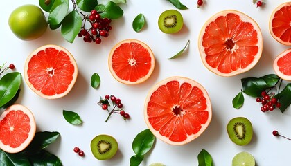 Elegant black and white fruit pomelo pattern showcasing healthy food concept with artistic arrangement and ample white space