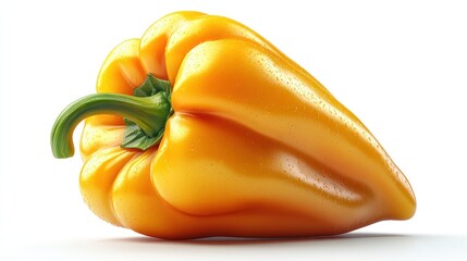 Wall Mural - A vibrant yellow bell pepper on a white background.