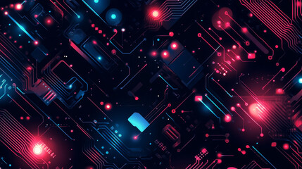 Poster - abstract illustration of an electronics circuit board featuring a high-tech circuit pattern. vector 