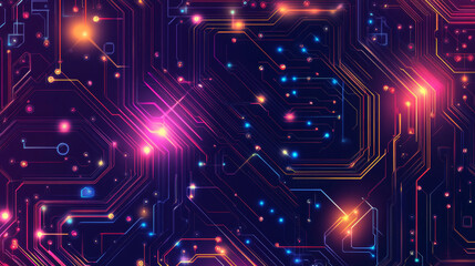 Poster - Abstract illustration of an electronics circuit board featuring a high-tech circuit pattern. Vector design of a computer chip, emphasizing advanced technology and digital complexity.