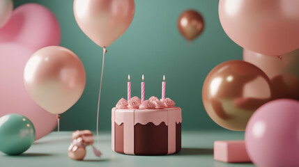 Canvas Print - Birthday Cake Balloons.