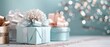 © nattapon98 - Elegant gift boxes adorned with delicate ribbons and sparkling accents, nestled in a serene, softly blurred background, creating a festive, joyful atmosphere.
