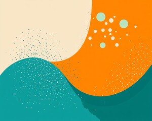 Wall Mural - Abstract background with teal, orange and cream colors. The design is modern and has an organic feel.