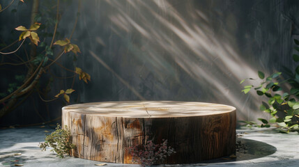 Wall Mural - Wooden Log Podium.