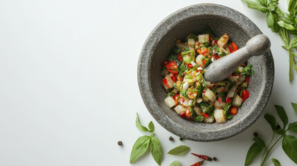 Set of ingredients and spice for cooking isolated on white