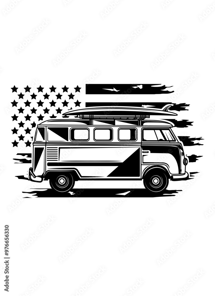 Vector de Stock US Vintage Beach Van | Retro Van | Vintage Van | Summer ...