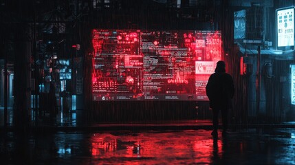 Wall Mural - Humidity data overlay on weather app, futuristic interface, cyberpunk vibes, cool tones