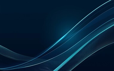 Wall Mural - Abstract blue glowing waves on a dark background. A modern and sleek design.