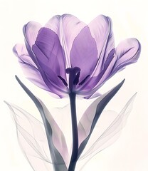 Canvas Print - A single purple tulip flower with translucent petals against a white background.