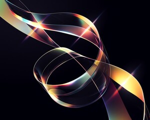 Wall Mural - Abstract digital art with iridescent colors. Abstract, digital, holographic, 3D, colorful, art.