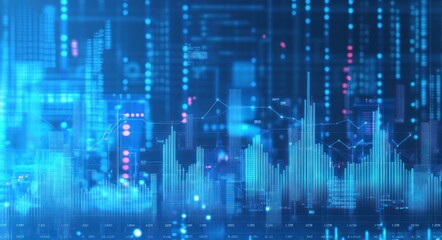 Poster - Abstract Blue Digital Data Visualization