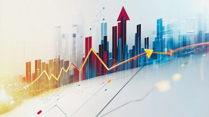 charts and graphs with statistics to innovative analyze business potential and forecast future development of companies growth.