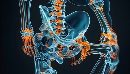 Interactive 3D Holographic Knee X-ray Display Highlighting Bone Connections and Cartilage with Touch Technology Elements