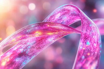 Poster - A vibrant ribbon of swirling pink hues, glimmering against a soft, colorful background, evoking a sense of motion and creativity.