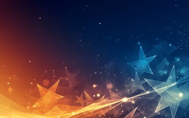 Wall Mural - Abstract background with glowing stars in blue and orange tones.