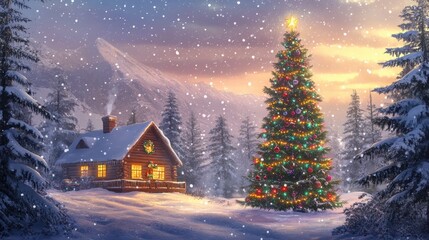 Canvas Print - Christmas Cabin.