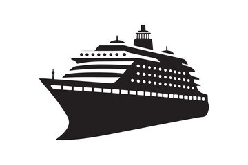 Wall Mural - Cruise Ship silhouette vector illustration, Cruise Ship silhouette vector , Cruise Ship silhouette PNG 