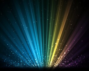 Wall Mural - Abstract rainbow stripes and glitter on a black background. A colorful and festive design for a variety of projects.