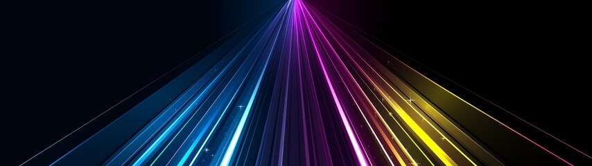 Wall Mural - Abstract background with colorful glowing lines radiating outward from the center on a dark background.