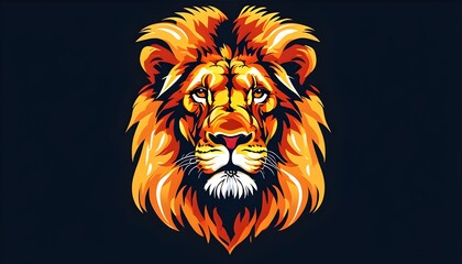 Wall Mural - Stylized vector depiction of a lions face showcasing intricate details and bold colors