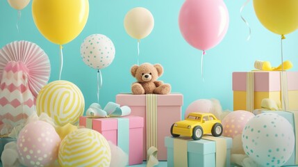 Canvas Print - Birthday Party Balloons.