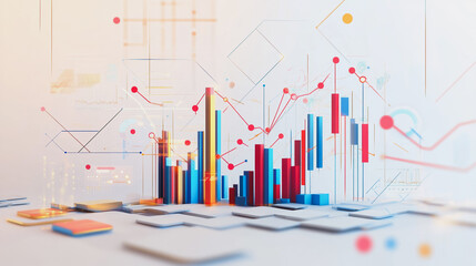 charts and graphs with statistics to innovative analyze business potential and forecast future development of companies growth.