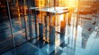 © busro - Modern Corporate Office Building Entrance with Glass Turnstile System