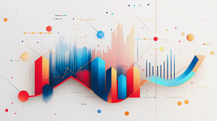 charts and graphs with statistics to innovative analyze business potential and forecast future development of companies growth.