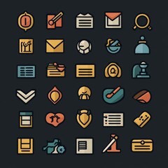 Poster - Colorful Flat Design UI Icons Set   Web Design Elements