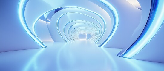 Wall Mural - Futuristic white environment with indigo lighting, abstract luxury.