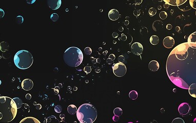Wall Mural - Abstract colorful bubbles on a black background, a fun and playful image.